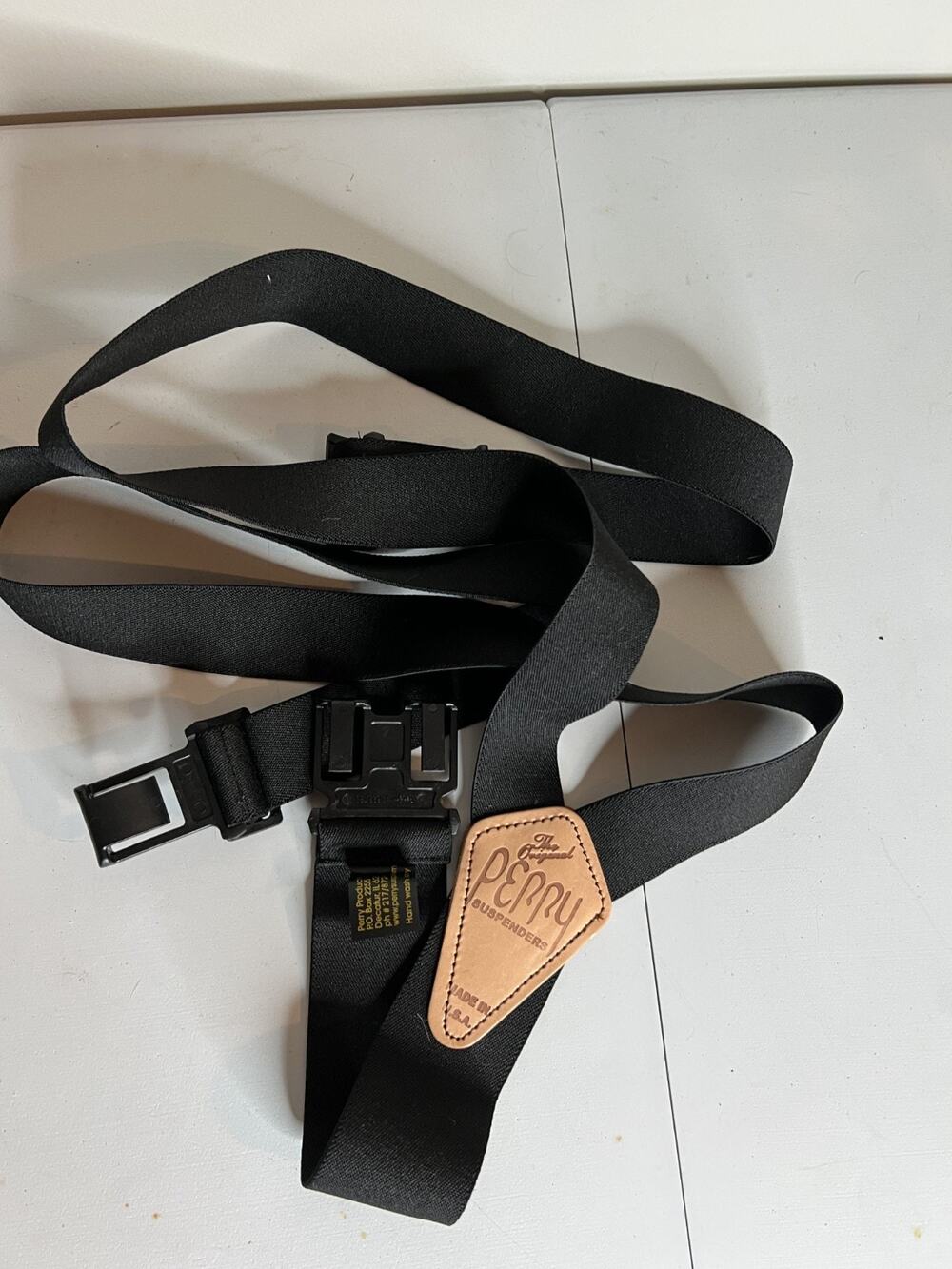 Perry Suspenders Mens Black Heavy Duty No Slip Clip Made in USA Adjustable